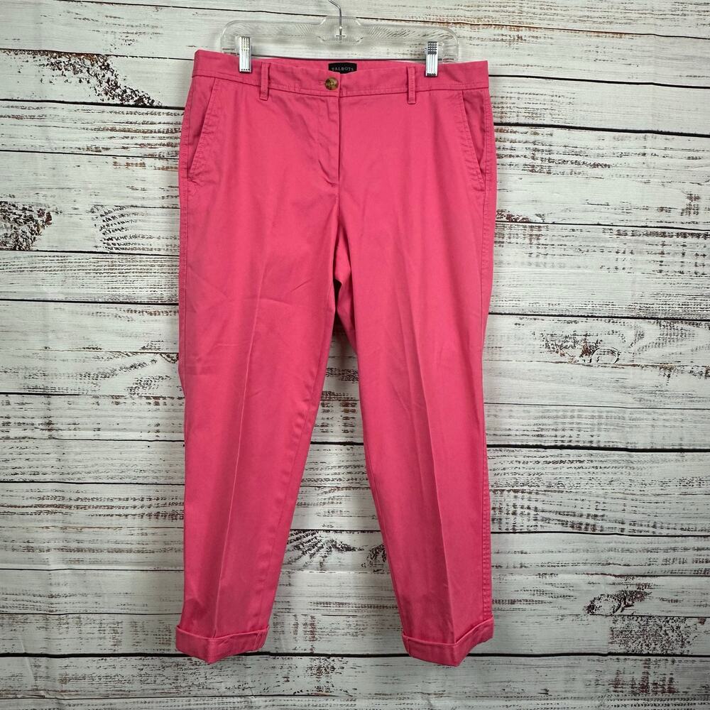 Talbots Coral Pink Relaxed Chino Casual Straight Work Crop Ankle Pants Womens 10